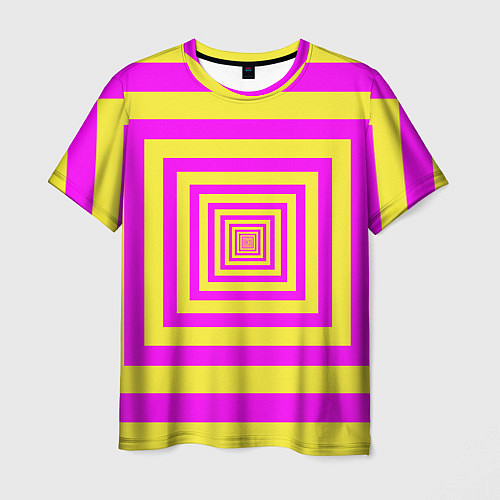 Мужская футболка Удаление квадратов - оптический коридор желтый / 3D-принт – фото 1