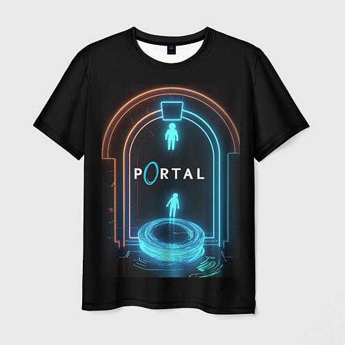 Мужская футболка Portal neon style logo / 3D-принт – фото 1