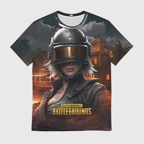 Мужская футболка PUBG девушка в шлеме / 3D-принт – фото 1
