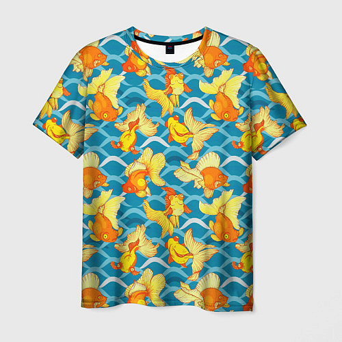 Мужская футболка Разноцветные золотые рыбки / 3D-принт – фото 1