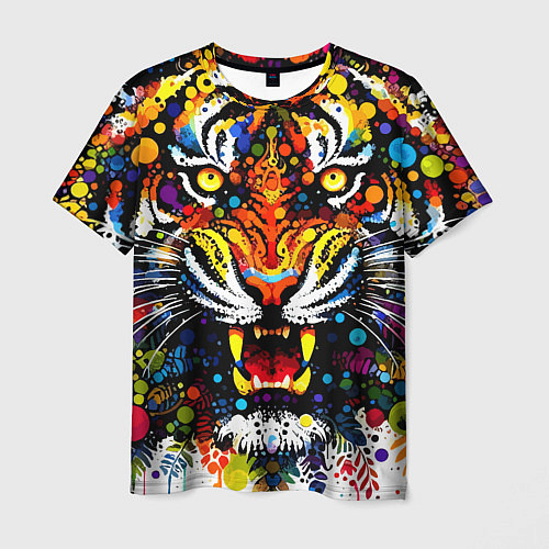Мужская футболка Орнаментальный тигр - нейросеть / 3D-принт – фото 1