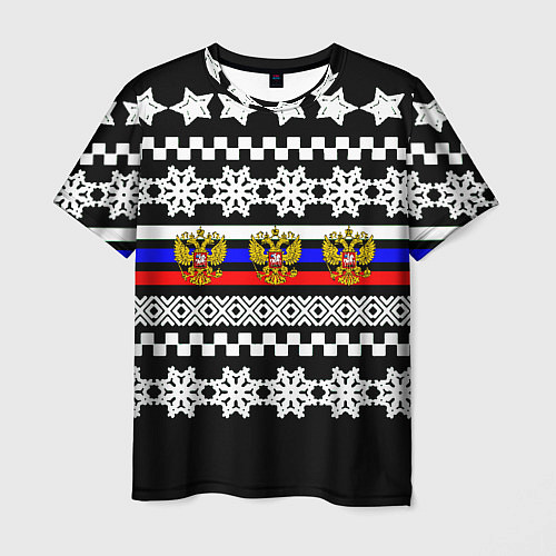 Мужская футболка Rusiia winter pattern / 3D-принт – фото 1