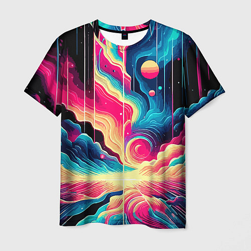 Мужская футболка Neon space fantasy - ai art / 3D-принт – фото 1