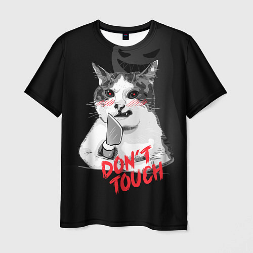 Мужская футболка Сердитый кот с ножом / 3D-принт – фото 1