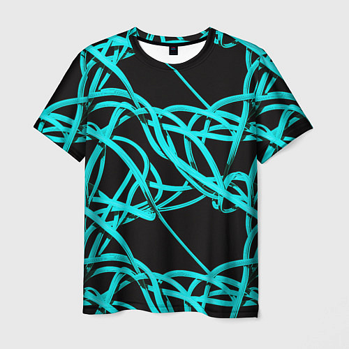 Мужская футболка Ярко голубые линии / 3D-принт – фото 1