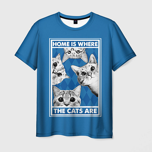 Мужская футболка Home is where the cats are / 3D-принт – фото 1