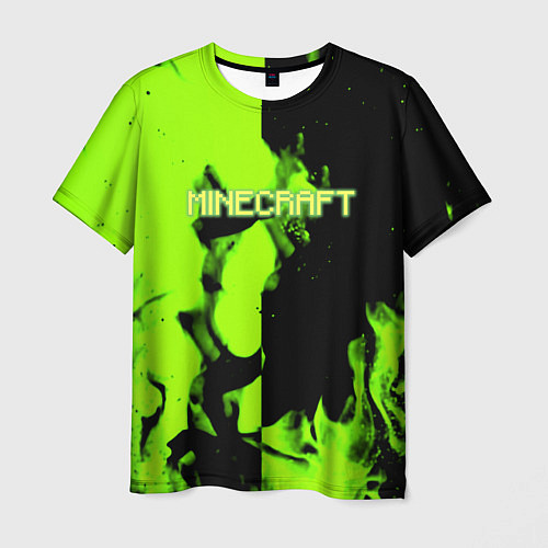 Мужская футболка Minecraft green logo fire / 3D-принт – фото 1