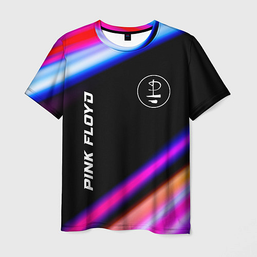 Мужская футболка Pink Floyd neon rock lights / 3D-принт – фото 1