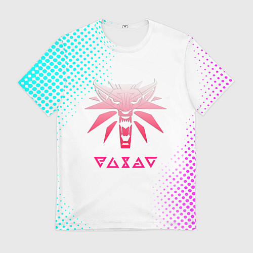Мужская футболка Ведьмак лого пинк / 3D-принт – фото 1