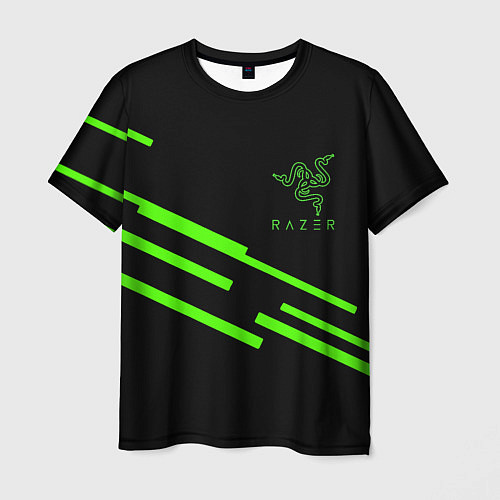 Мужская футболка Razer line green / 3D-принт – фото 1