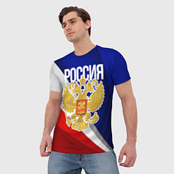 Футболка мужская Россия - герб и триколор, цвет: 3D-принт — фото 2