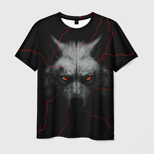 Мужская футболка Волк и молний / 3D-принт – фото 1