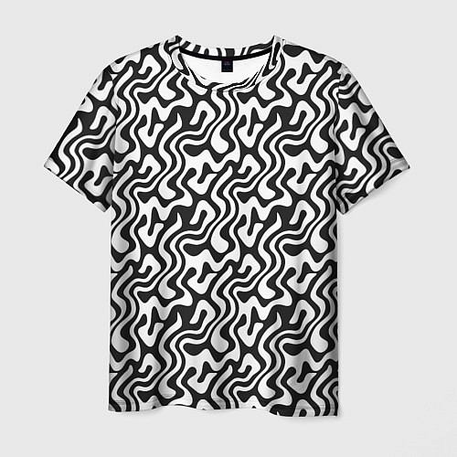 Мужская футболка Черно-белый узор с абстрактными линиями / 3D-принт – фото 1