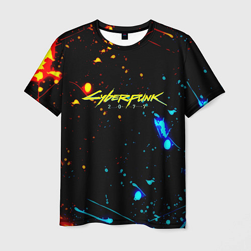 Мужская футболка Огненная лава и вода киберпанк / 3D-принт – фото 1