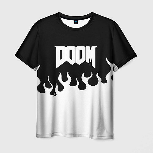 Мужская футболка Doom fire white / 3D-принт – фото 1