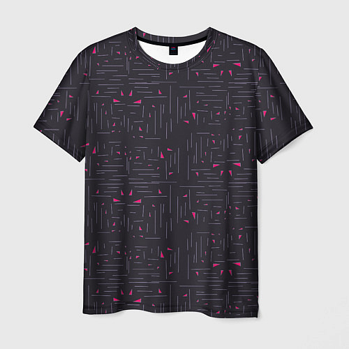 Мужская футболка Розовые треугольники на темном / 3D-принт – фото 1