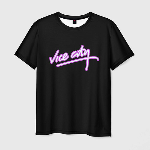 Мужская футболка Vice city logo neon / 3D-принт – фото 1