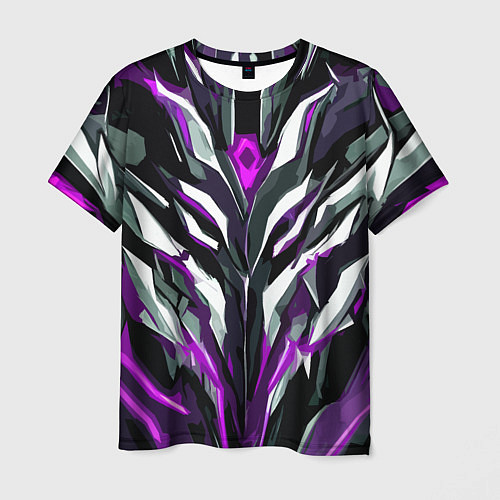 Мужская футболка Хаотичная фиолетово-белая абстракция / 3D-принт – фото 1