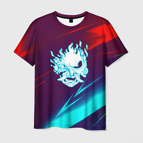 Мужская футболка Samurai geometry stripes neon / 3D-принт – фото 1