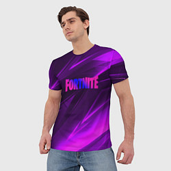 Футболка мужская Fortnite neon stripes angles logo, цвет: 3D-принт — фото 2