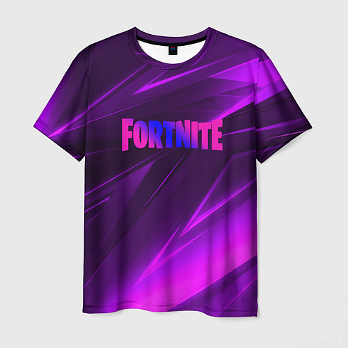 Мужская футболка Fortnite neon stripes angles logo / 3D-принт – фото 1