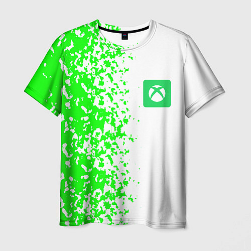 Мужская футболка Xbox кислотные зеленые краски / 3D-принт – фото 1