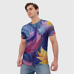 Футболка мужская Радужные перья, цвет: 3D-принт — фото 2