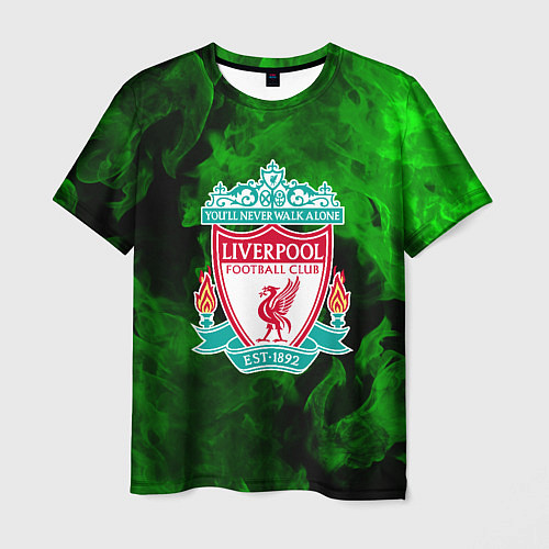Мужская футболка Liverpool green fire / 3D-принт – фото 1