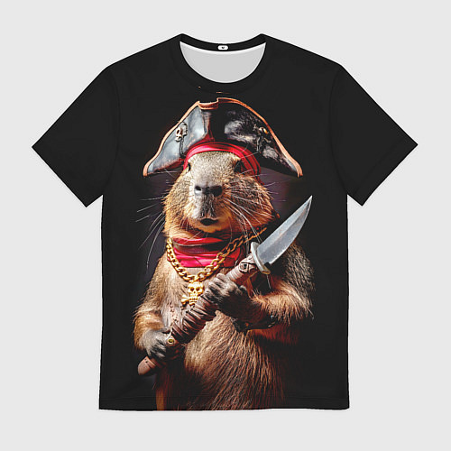 Мужская футболка Капибара с пиратской пикой / 3D-принт – фото 1