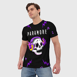 Футболка мужская Paramore неоновый череп, цвет: 3D-принт — фото 2