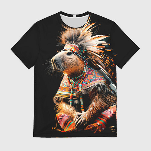 Мужская футболка Капибара этнический индеец / 3D-принт – фото 1