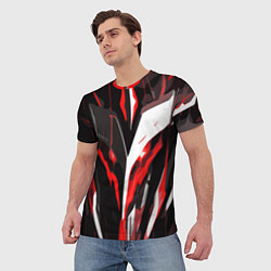 Футболка мужская Красно-белый абстрактный демонический шлем, цвет: 3D-принт — фото 2
