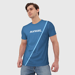 Футболка мужская Haval сине-голубой с полосой, цвет: 3D-принт — фото 2