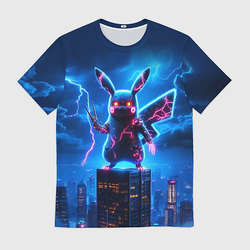 Мужская футболка Пикачу в роли Годзиллы - неоновое свечение / 3D-принт – фото 1