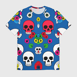 Мужская футболка Паттерн из цветных черепков муэрто - нейроарт