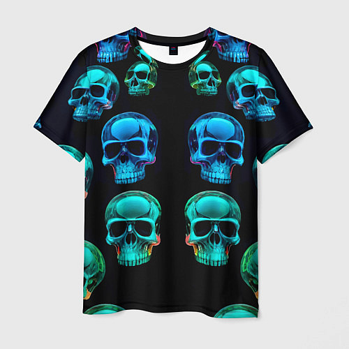 Мужская футболка Neon skulls - ai art pattern / 3D-принт – фото 1