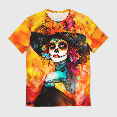 Мужская футболка Катрина в черной шляпе / 3D-принт – фото 1