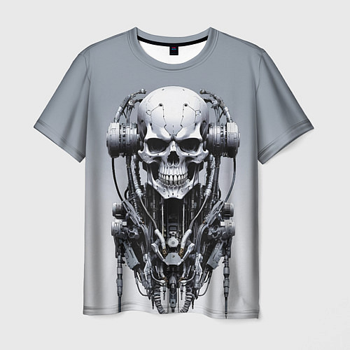 Мужская футболка Cool cyber skull - ai art fantasy / 3D-принт – фото 1