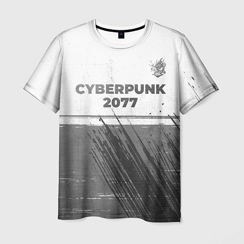 Мужская футболка Cyberpunk 2077 - white gradient посередине / 3D-принт – фото 1