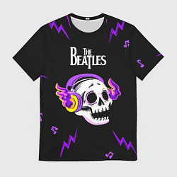 Футболка мужская The Beatles неоновый череп, цвет: 3D-принт