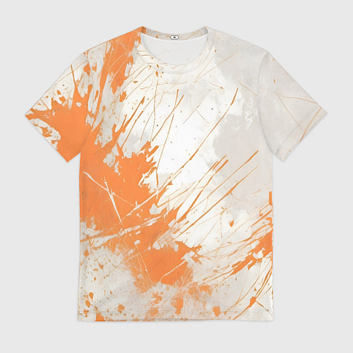 Мужская футболка Оранжевая краска на белом / 3D-принт – фото 1