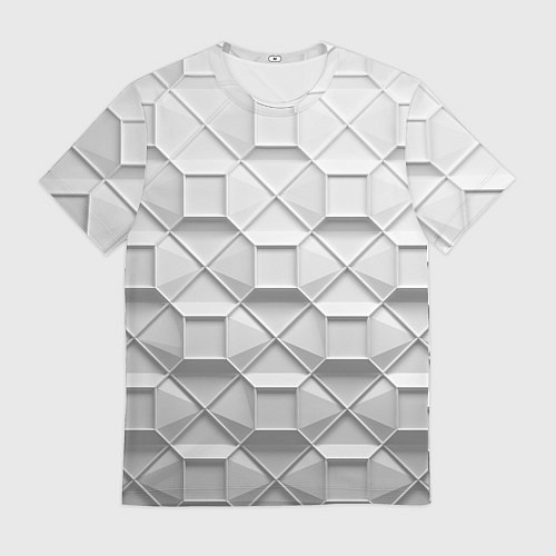 Мужская футболка Бело серая геометрия / 3D-принт – фото 1