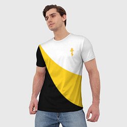 Футболка мужская Сокрушу пред ним врагов его малый желтый крест Ник, цвет: 3D-принт — фото 2