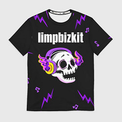 Футболка мужская Limp Bizkit неоновый череп, цвет: 3D-принт
