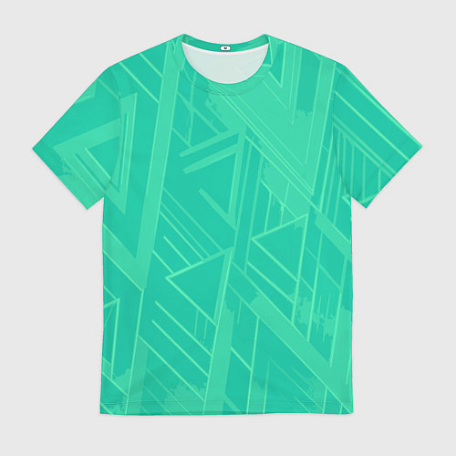 Мужская футболка Мятный зелёный однотонный геометричный / 3D-принт – фото 1