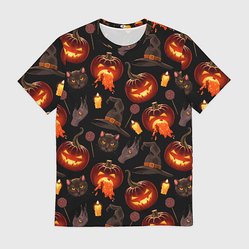 Мужская футболка Хэллоуин цветной паттерн / 3D-принт – фото 1