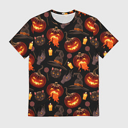 Мужская футболка Хэллоуин цветной паттерн