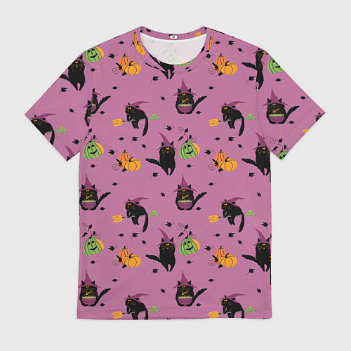 Мужская футболка Хэллоуин и кот ведьмы / 3D-принт – фото 1