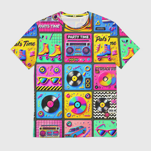 Мужская футболка Вибрации 90-х вечеринка в стиле ретро / 3D-принт – фото 1