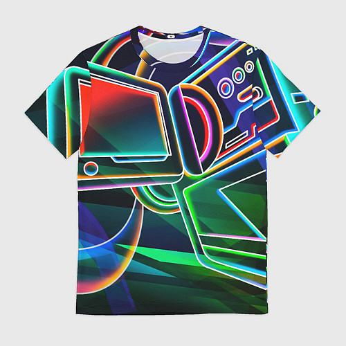 Мужская футболка Неоновая психоделика геймер / 3D-принт – фото 1